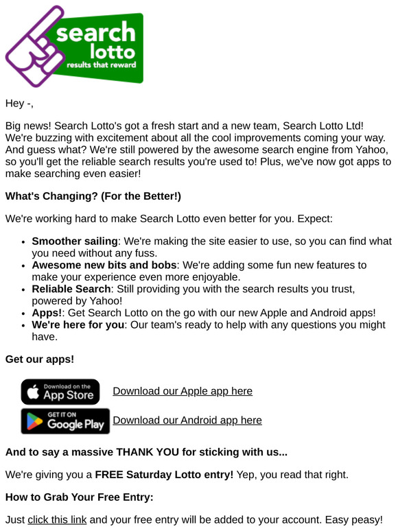 Claim your Free Search Lotto Entry!
