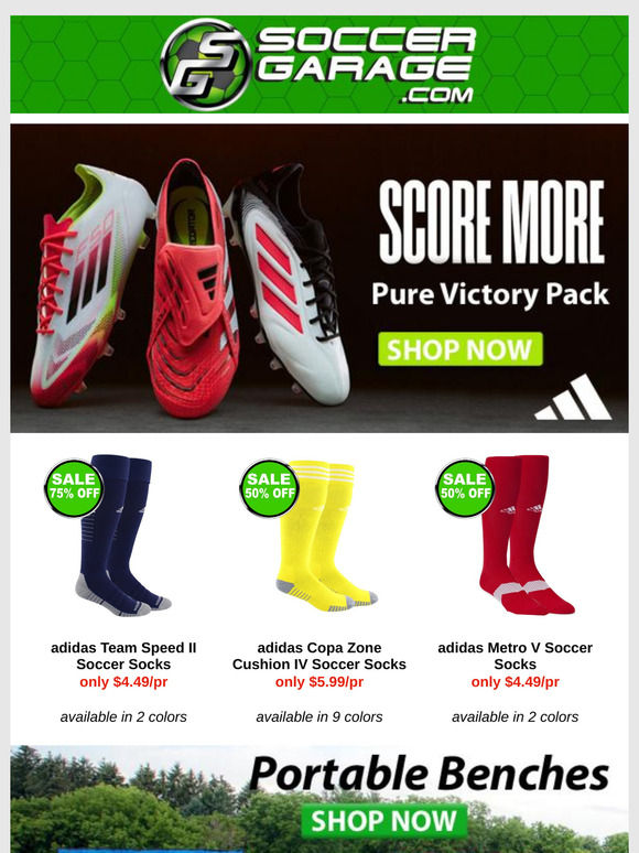 New adidas Soccer Cleats | Sock & Ball Blowout | Portable Goals & Benches