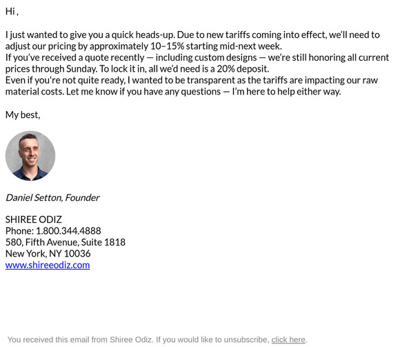 ‼️ Tariff Heads-Up: Pricing Changes Ahead