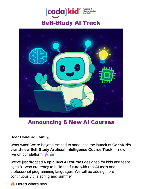 🚀 Just Launched: CodaKid’s New AI Course Track for Kids & Teens!
