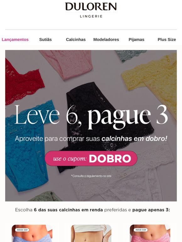 Leve 6 e Pague 3: Calcinhas em DOBRO! Não perca 😍