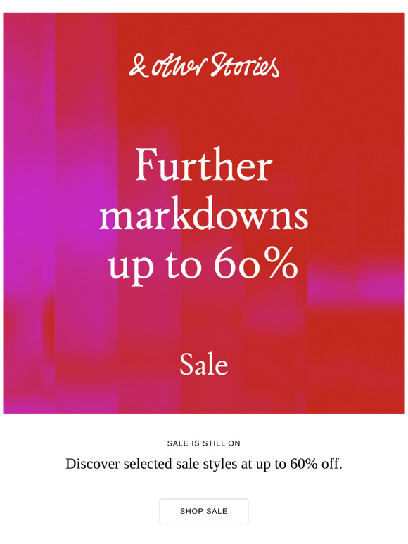 Further markdowns! Now up to 60% off