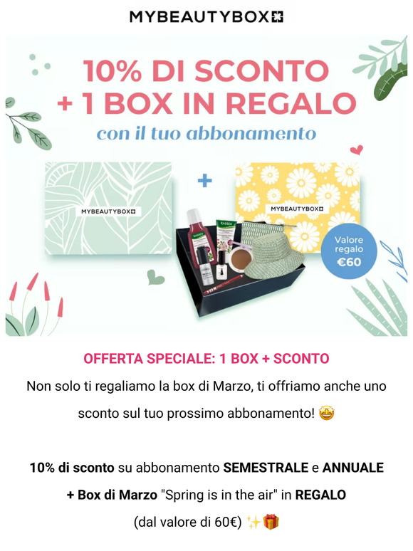 🎁 Doppio regalo: Sconto + Box gratis