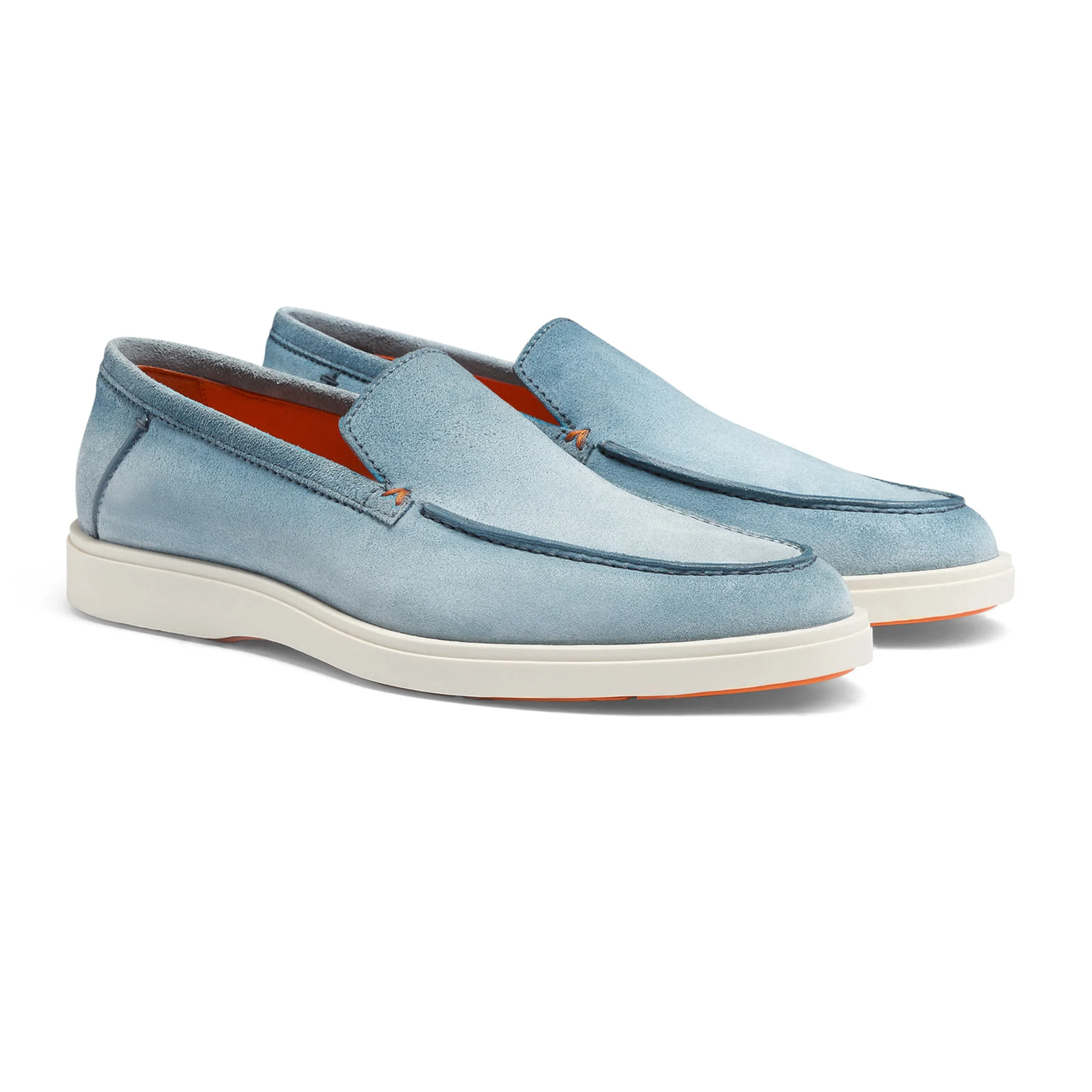 Image of Light Blue Suede Slip-On Loafers
