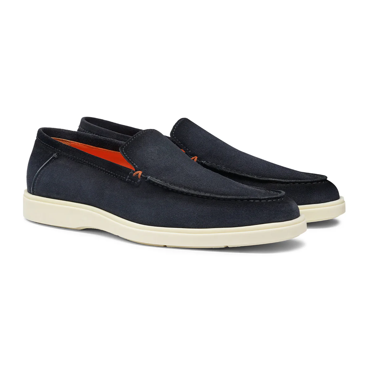 Image of Navy Blue Suede Slip-On Loafers