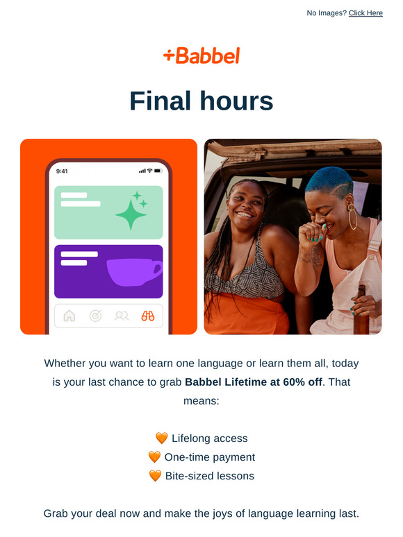 Last chance to grab 60% off Babbel Lifetime 💥