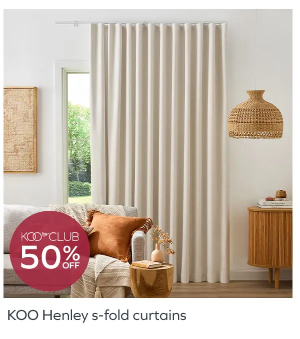 50% off KOO Henley S-Fold Curtains