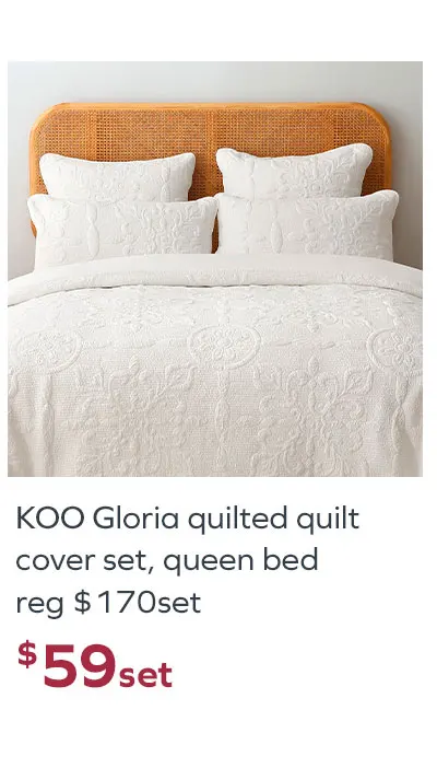 $59set KOO Gloria Quilted Quilt Cover Set
