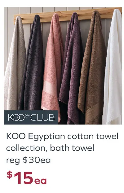 $15ea KOO Egyptian Cotton Towel Collection