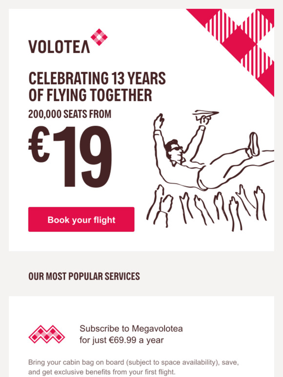 Our anniversary brings surprises! Fly from €19 🎂