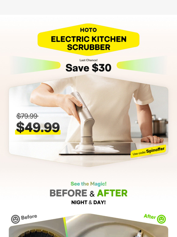 Last Chance! $30 Off Electric Kitchen Scrubber ⏰