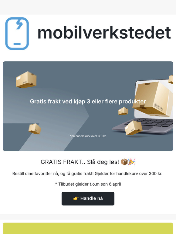 Gratis frakt ved kjøp av 3 eller flere varer