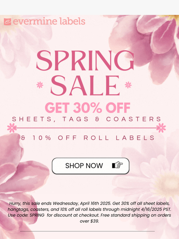 Spring Sale 🪻 10% off Roll Labels 🪻 Evermine