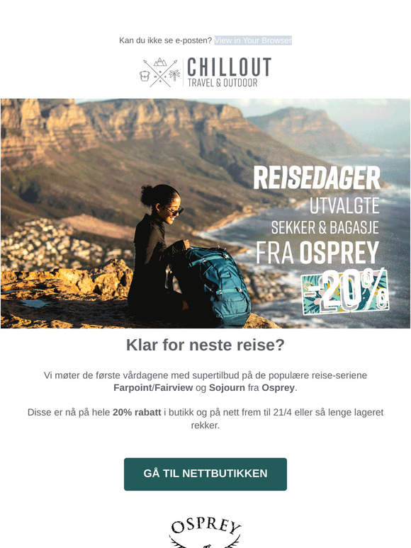 Reisedager: Supertilbud på Osprey sekk og bagasje! 🌴