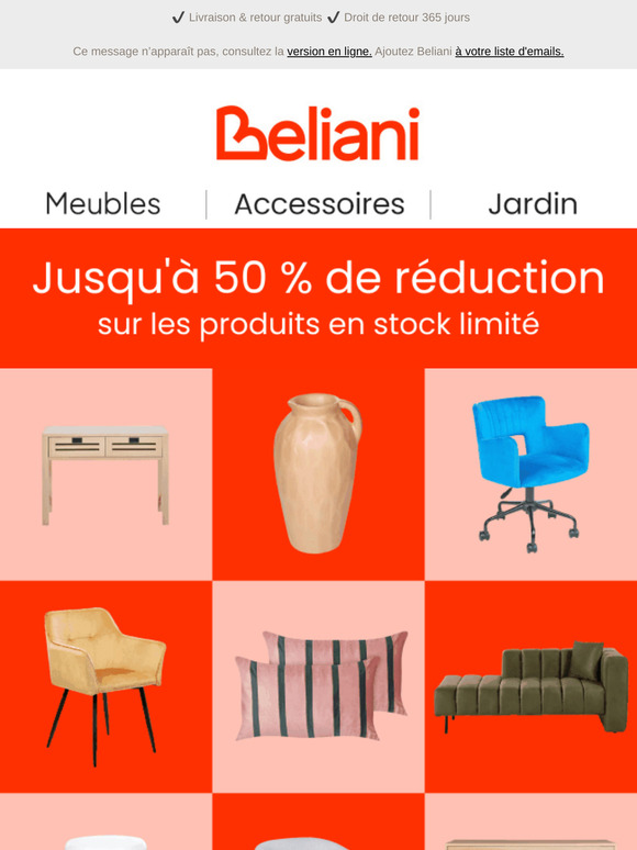 Jusqu'à - 50 % sur les produits en stock limité