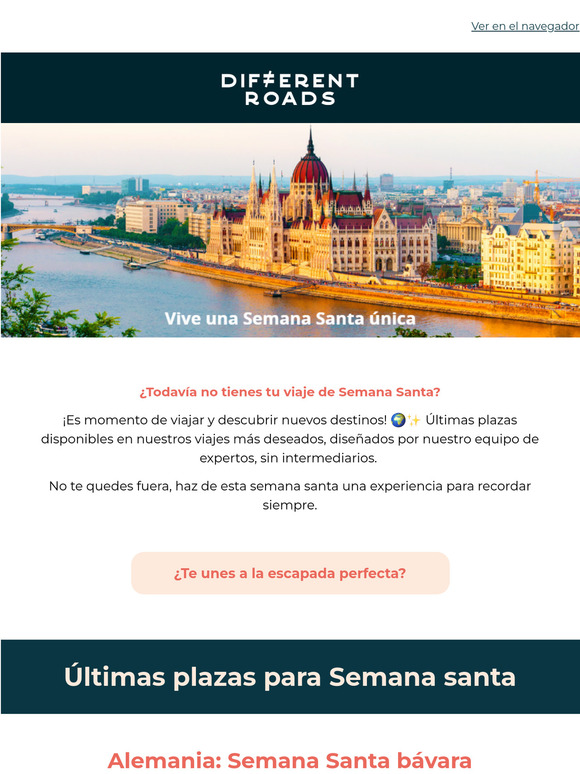 Últimas plazas ¡No te quedes sin tu viaje de Semana Santa!