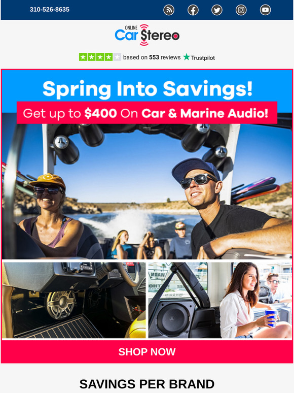 Spring Into Savings! Get Up to $400 OFF on Car & Marine Audio Before It’s Gone! ⏳