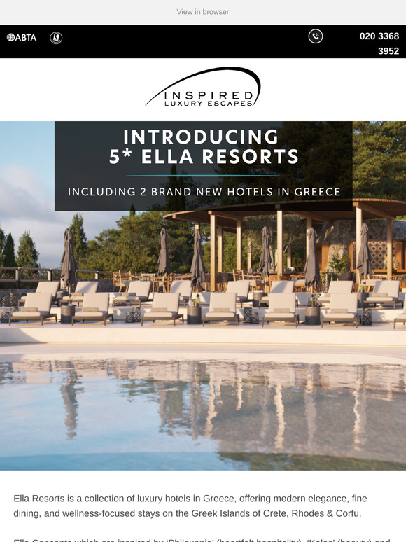 5* Ella Resorts including 2 brand new hotels in Greece🌞