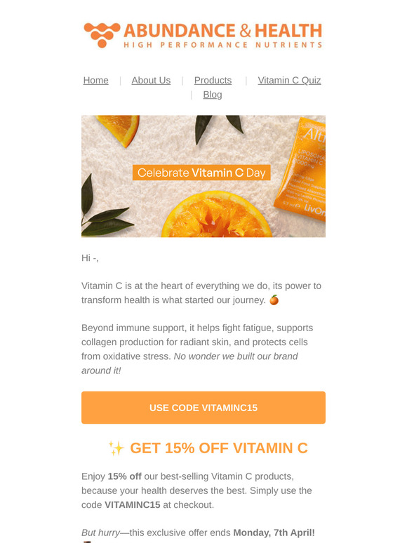 Celebrating Vitamin C 🍊 Get 15% Off