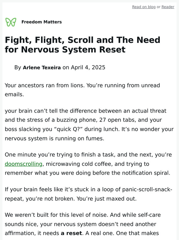 Fight, Flight, Scroll and The Need for Nervous System Reset