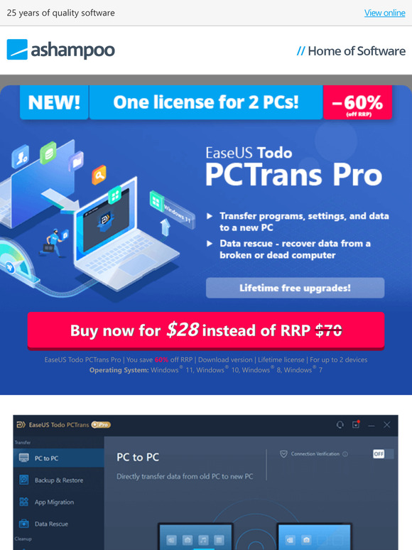 Transfer programs, settings, and data to a new PC - EaseUS ToDo PCTrans Pro