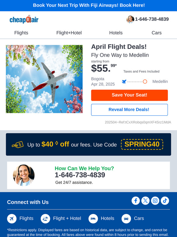 ✈ April Flight Deals!  Fly from $55.99