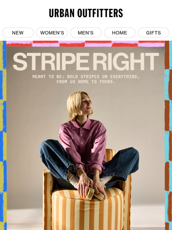 stripe right on new UO Home 🤭