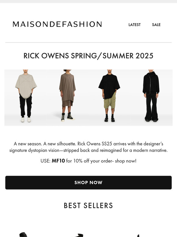 Discover the Latest: Rick Owens SS25