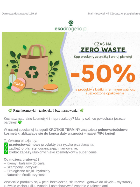 🎉 Produkty z krótszą datą ważności w mega cenach!