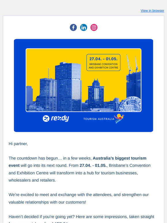 ATE 25 is happening in a few weeks and Rezdy will be there!