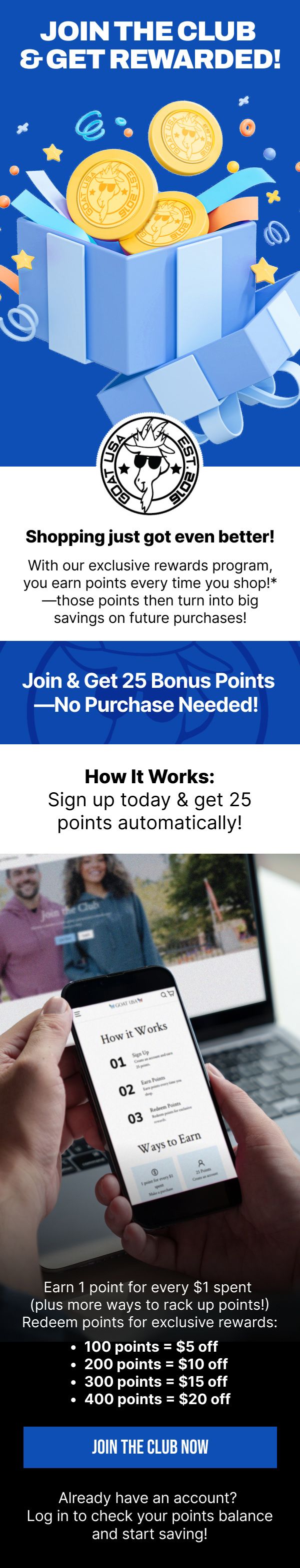 Sign Up for the Rewards Program