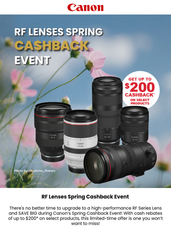 Save Up to $200 on Canon RF Series Lenses!