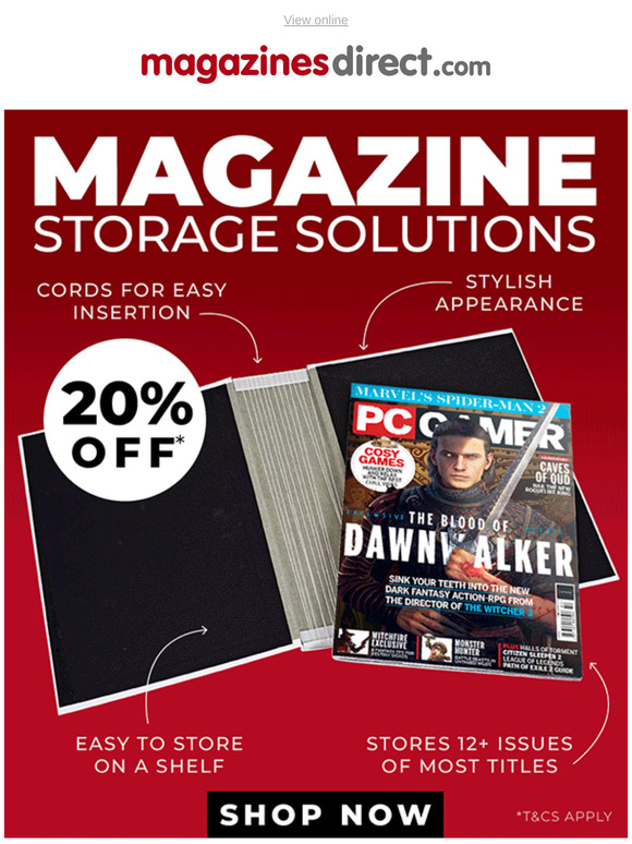 20% off magazine storage solutions
