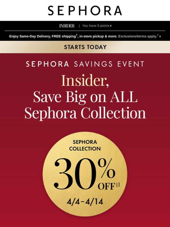Starts today: 30% off ALL Sephora Collection ‼️