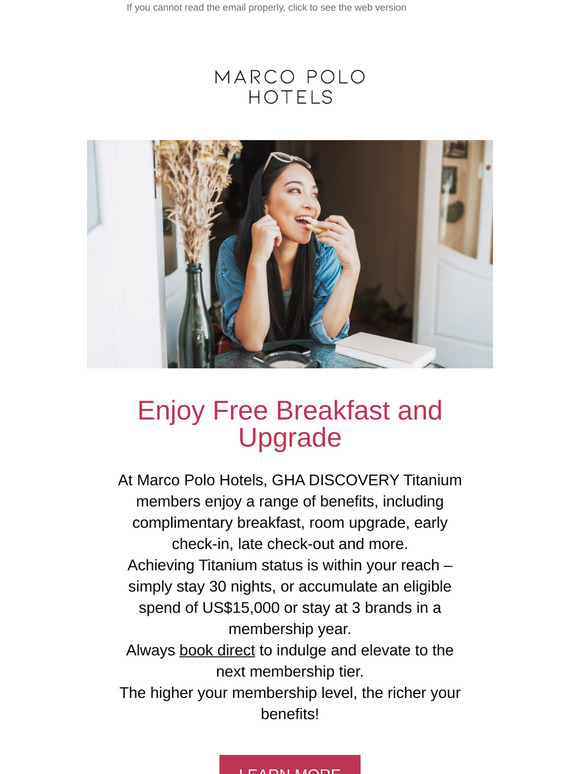 Enjoy Free Breakfast and Upgrade