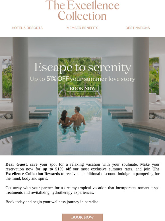 Escape to serenity with up to 51% off, Dear Guest