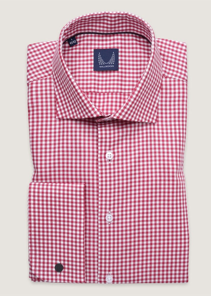Pánská košile slim fit s červeno-bílým gingham vzorem 17873