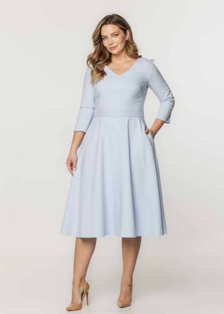 Dámské elegantní midi šaty světle modré 17948
