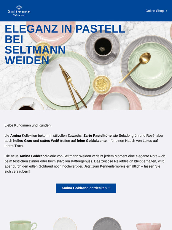 JETZT NEU: Amina mit Goldrand – stilvoll genießen zum Kennenlernpreis!