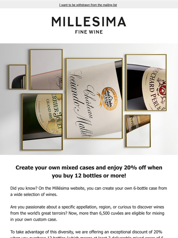 20% off when you purchase 12 bottles or more from the cases you create