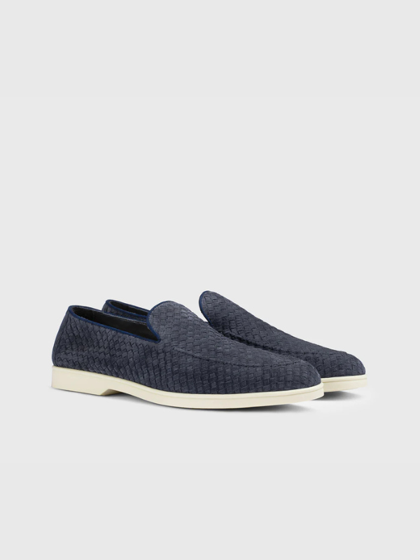 Blue woven suede loafer