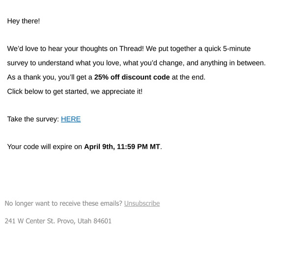 Take our Survey, Get 25% OFF!