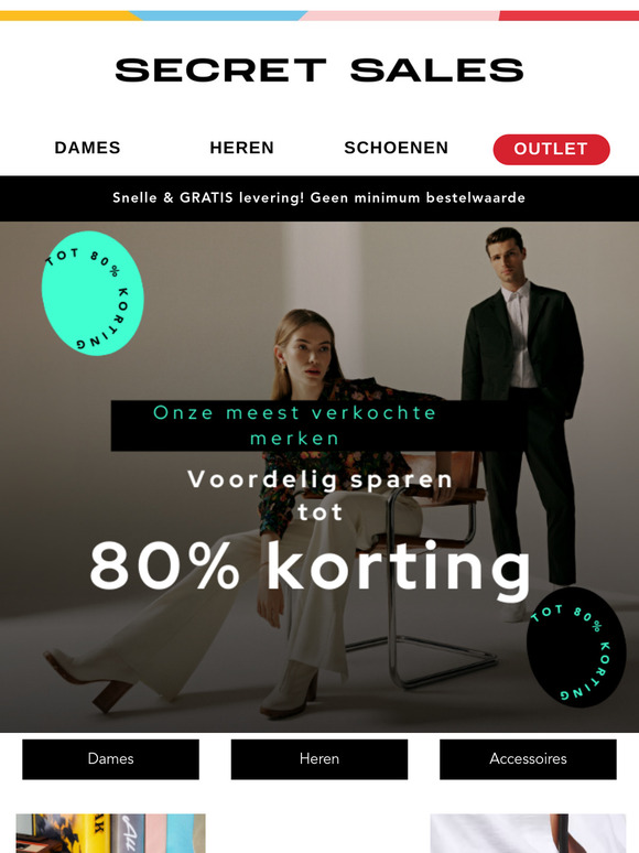 Het voordeel van Secret Sales! Merken tot 80% korting