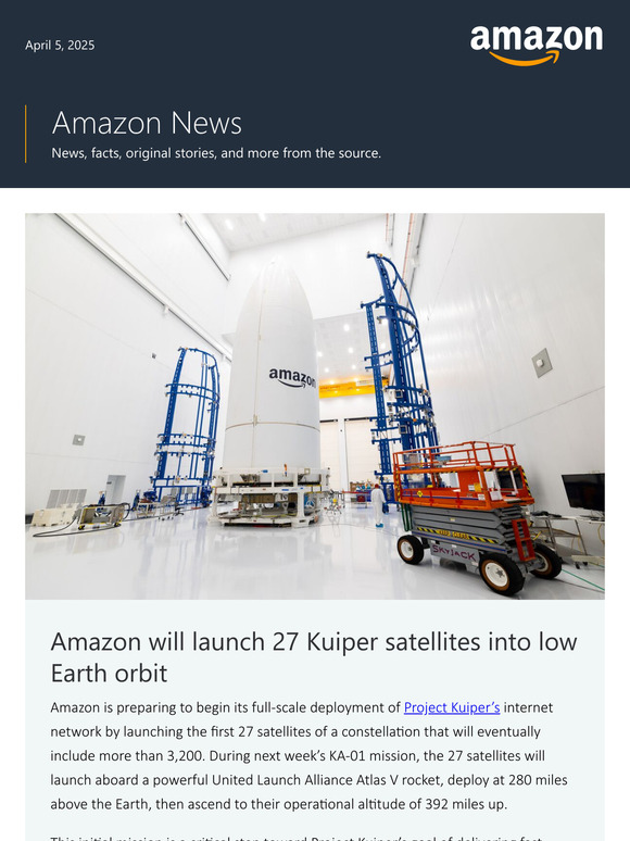 Amazon's satellite internet network set for first launch