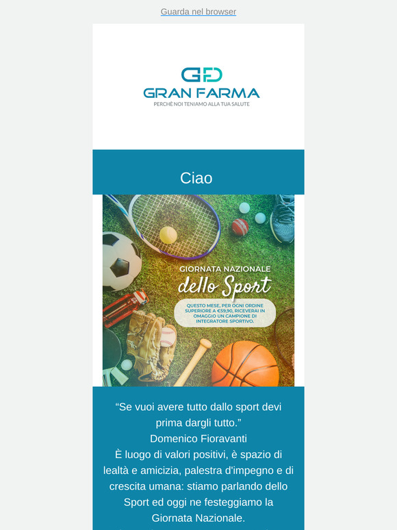 🎯 Giornata Nazionale dello sport: per te un omaggio per ordine > 59,90€🎱
