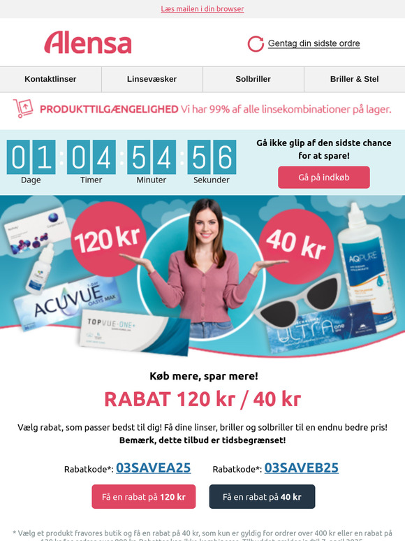Kun indtil mandag – rabat op til 120 kr på alt!