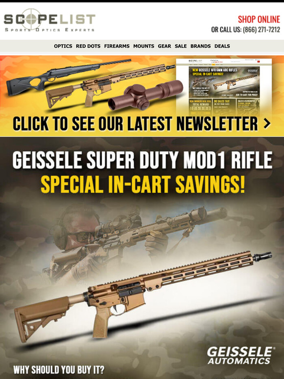 Save Big on Geissele Super Duty MOD1 + DD, Sig, Desert Tech, JP & More!