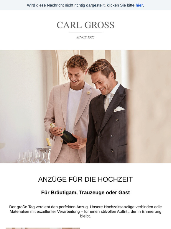 Für den schönsten Tag im Leben – Ihr Hochzeitsanzug von CARL GROSS