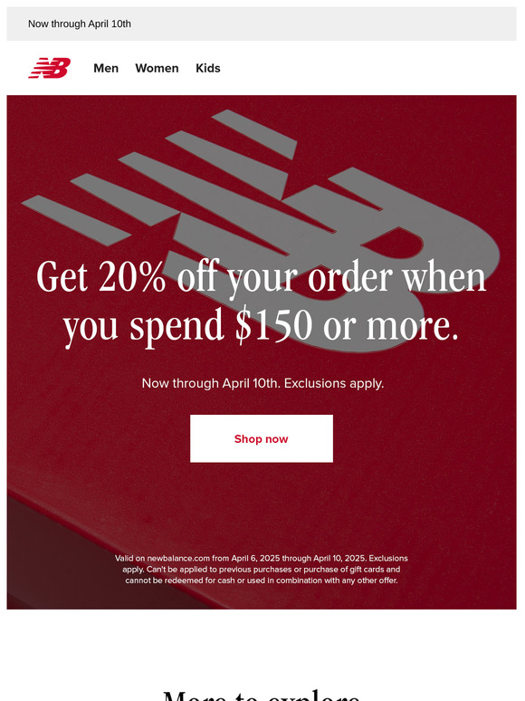 Spend $150+, get 20% off