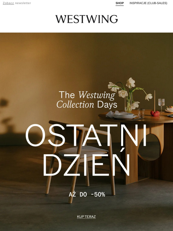OSTATNIA SZANSA! Aż do -50% podczas Westwing Collection Days